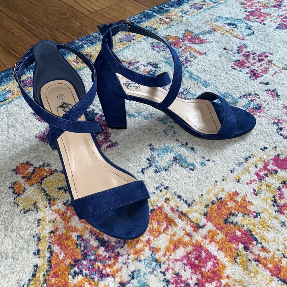 Dark Blue Block Heels